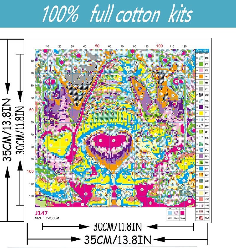 TaeYsck Valentine's Day Stamped Cross Stitch Kits for Beginner, Gnome Love Needlepoint Counted Cross Stitch Embroidery Kits for Adults, 11CT Flowers Dimensions Counted Cross Stitch Patterns Arts Craft Kits - Image 2